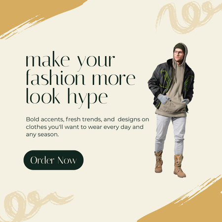 Modèle de visuel Fashion Male Clothes Ad with Man - Instagram