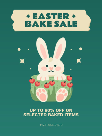 Plantilla de diseño de Easter Bake Sale Announcement with Easter Bunny Poster US 