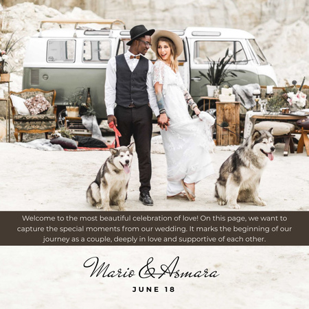 Plantilla de diseño de Fotos de boda de una pareja creativa enamorada Photo Book 
