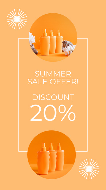 Summer Sale Offer of Sunscreens on Orange Instagram Story Design Template