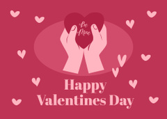 Valentine's Day Greeting with Heart in Hands