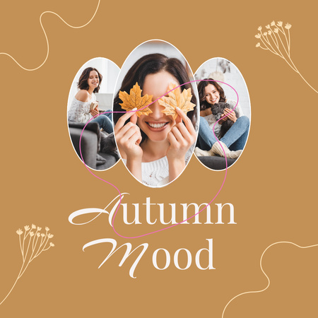 Modèle de visuel Inspiration pour l'ambiance d'automne avec une femme tenant des feuilles - Instagram