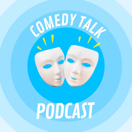 Episode with Comedy Talk with Funny Character Podcast Cover Design Template