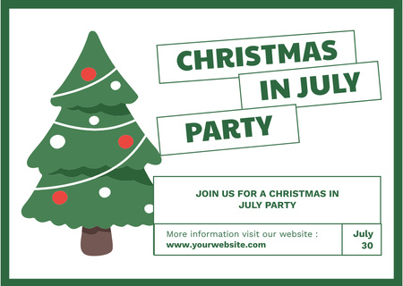 Christmas in July Party Announcement Postcard Design Template