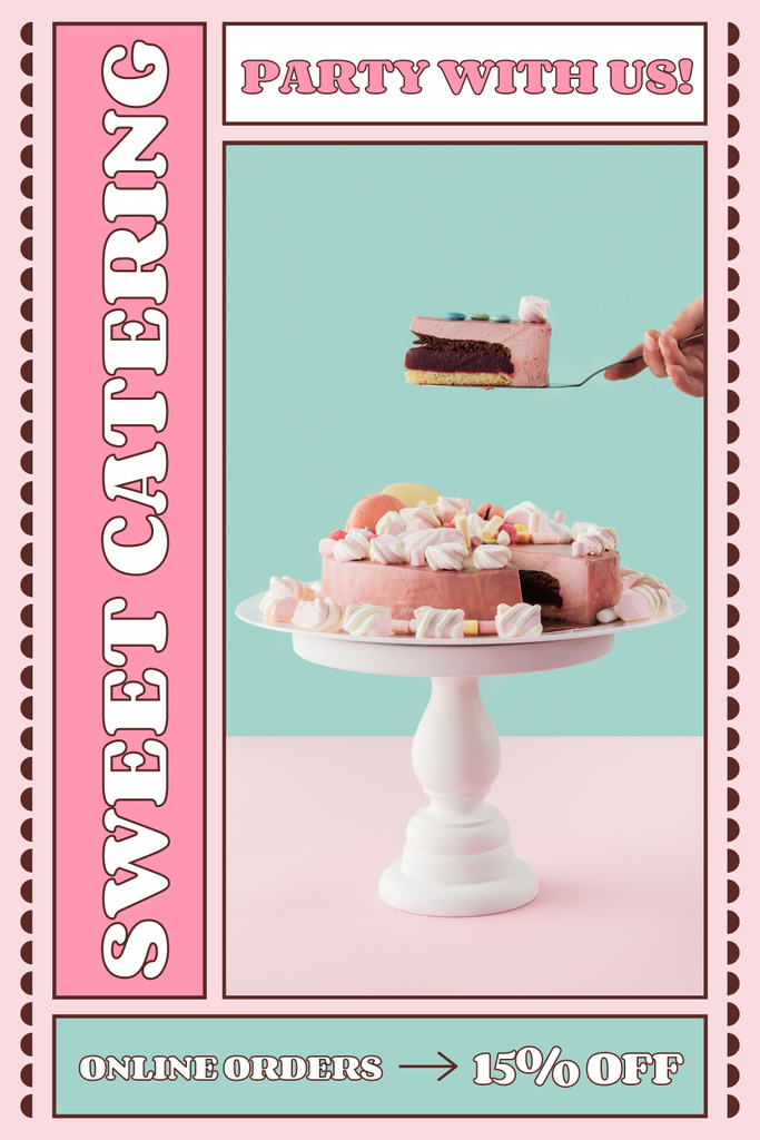 Designvorlage Catering Services with Sweet Desserts für Pinterest