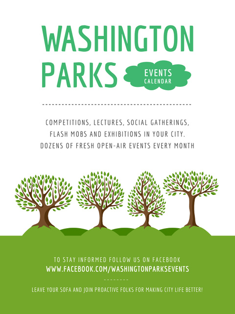 Plantilla de diseño de Announcement of Open Air Events in Parks With Illustration Poster US 