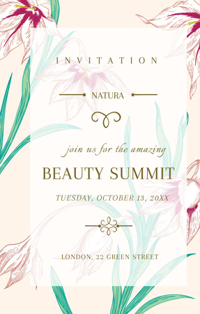 Beauty summit announcement on Spring Flowers Invitation 4.6x7.2in Design Template