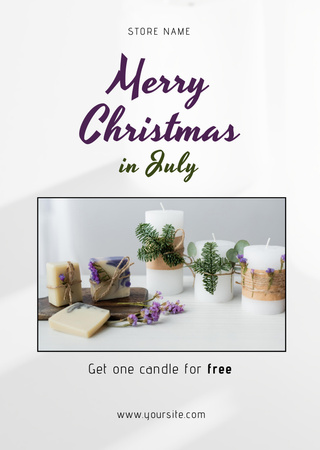 Holiday Decor And Candles For Christmas In July Postcard A6 Vertical Design Template