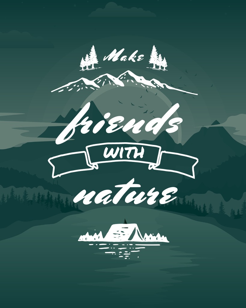 Platilla de diseño Phrase about Nature with Mountains Poster 16x20in