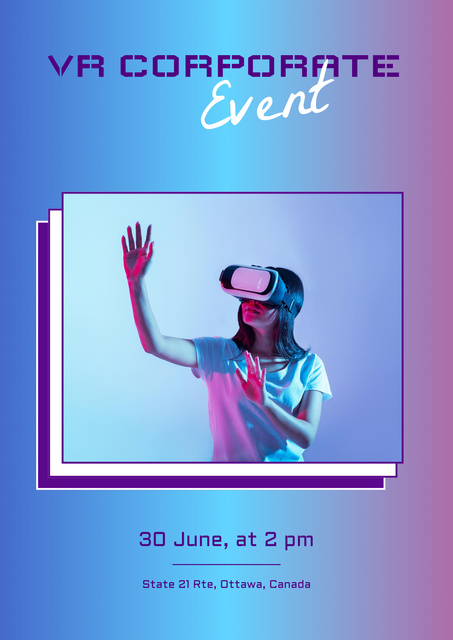 Virtual Corporate Event Announcement Poster Modelo de Design