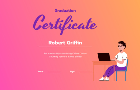 Educational Online Course Completion Award Certificate 5.5x8.5in Design Template