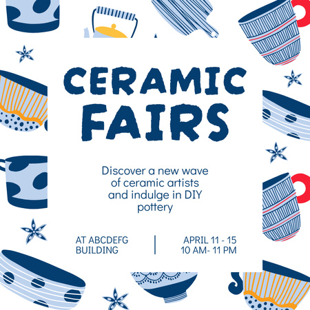 Ceramic Fair Announcement with Beautiful Tableware Instagram Design Template