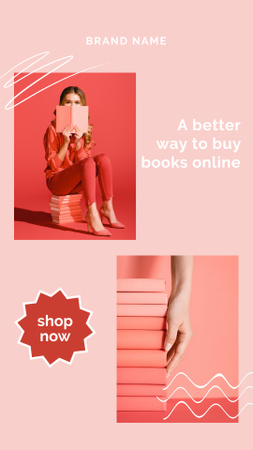 Book Special Sale Announcement with Аttractive Woman Instagram Video Story Modelo de Design