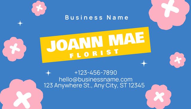Flowers and Plants Specialist Offer on Blue Business Card US Tasarım Şablonu