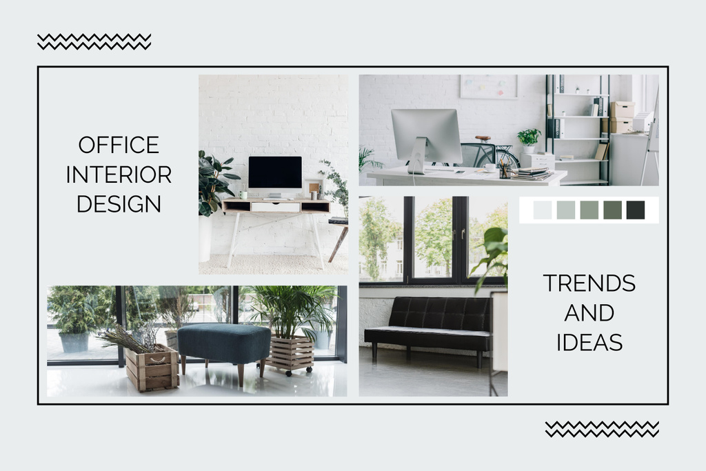 Office Interior Trends and Ideas Mood Board – шаблон для дизайна