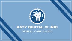 Dental Care Clinic Ad with Illustration of Cute Tooth on Blue
