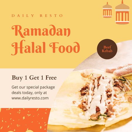 Propagační nabídka na hotová jídla o ramadánu Instagram Šablona návrhu
