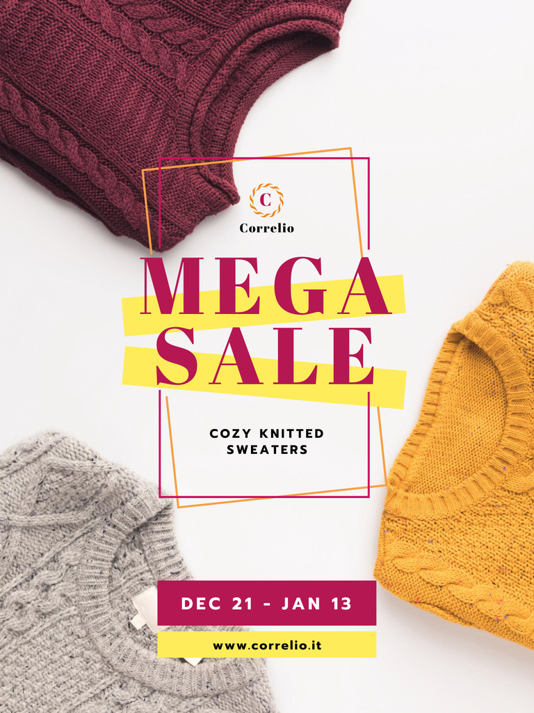 Warm Knitted Sweaters Sale Poster US Design Template