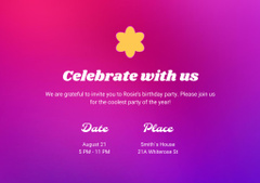 Birthday Party Announcement on Bright Purple
