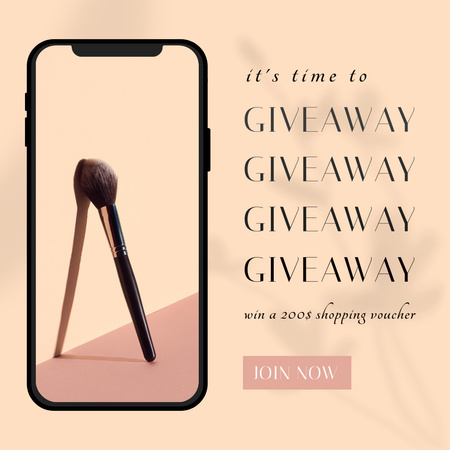 Plantilla de diseño de Gift Voucher with Makeup Brush Instagram AD 