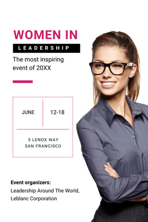 Business Event Announcement Smiling Businesswoman Flyer 4x6in Design Template