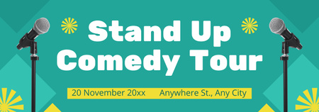 Comedy Tour with Microphones on Turquoise Tumblr Design Template