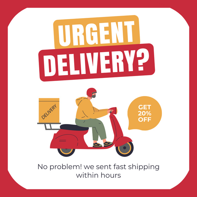 Urgent Delivery of Foods and Goods Animated Post tervezősablon