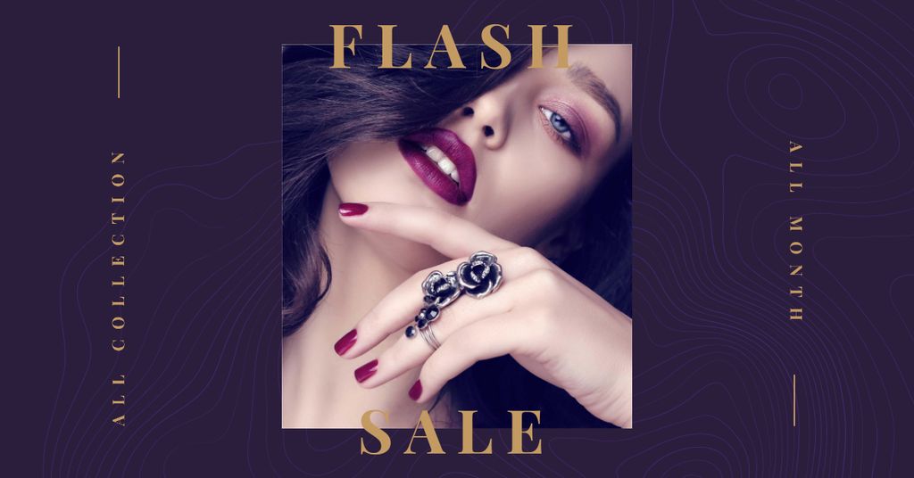 Template di design Fashion Sale Ad with Girl in Beautiful Ring Facebook AD