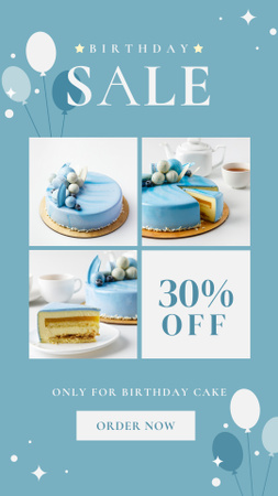 Birthday Cake Sale Offer on Blue Instagram Story Design Template