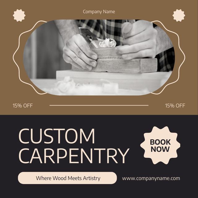 Custom Carpentry Service Offer At Discounted Rates Animated Postデザインテンプレート