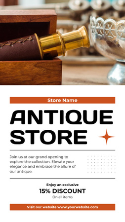 Antiques Store Opening With Discounts For Rare Stuff Instagram Story Design Template