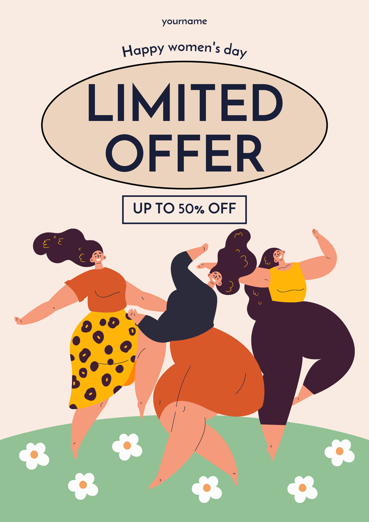 Limited Offer with Discount on Women's Day Posterデザインテンプレート