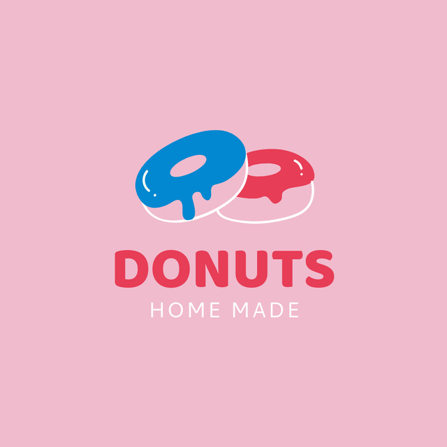 Bakery Ad with Yummy Sweet Donuts Logo Design Template