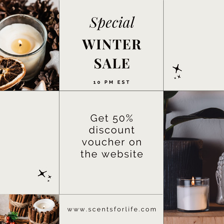 Winter Sale of Candles Instagram Design Template