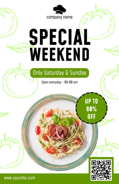 Weekend Discount on Italian Cuisine Recipe Card Modelo de Design