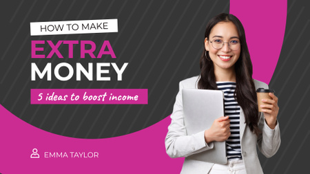 Extra Income Ideas with Young Businesswoman YouTube intro Design Template