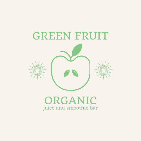 Juice and Smoothie Bar Ad with Green Apple Logo 1080x1080pxデザインテンプレート