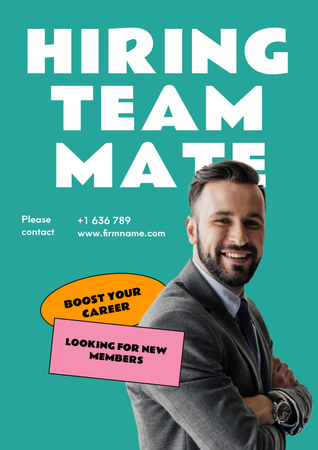 Vacancy Ad with Handsome Young Guy Poster Design Template