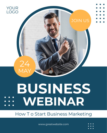 Business Webinar Proposal with Young Businessman Instagram Post Vertical Design Template