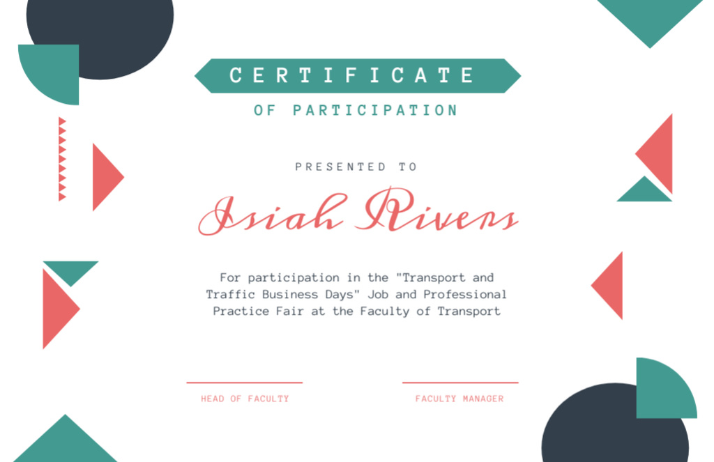 Award for Participation in Job and Professional Practice Fair Certificate 5.5x8.5in – шаблон для дизайна