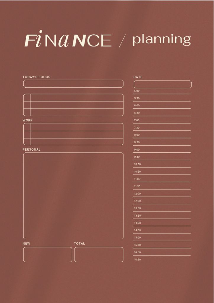 Daily Finance Planning Schedule Plannerデザインテンプレート