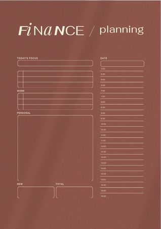 Napi pénzügyi tervező Schedule Planner tervezősablon