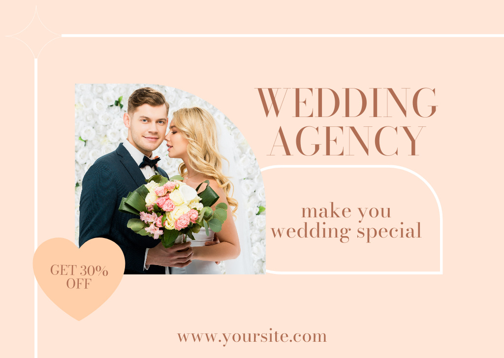 Ontwerpsjabloon van Card van Discount on Services of Wedding Agency