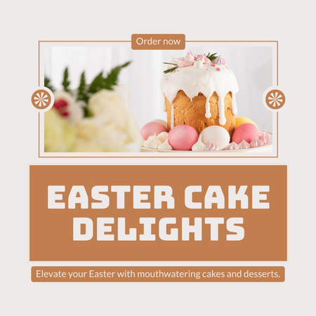Easter Holiday Cake Delights Promo Instagram Design Template