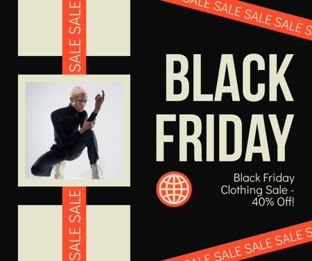 Black Friday Sale of Cool Modern Outfits Facebook Design Template
