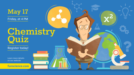 Chemistry Event announcement Scientist Reading Book FB event cover Design Template