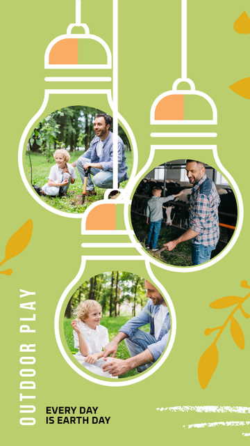 Family life outdoor play collage Instagram Story Design Template
