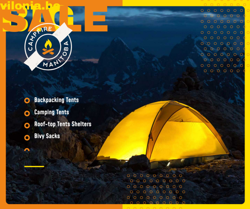 Ontwerpsjabloon van Facebook van Camping Offer Tent in Mountains at night