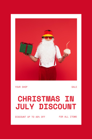 Christmas Discount in July with Merry Santa Claus Flyer 4x6in Design Template