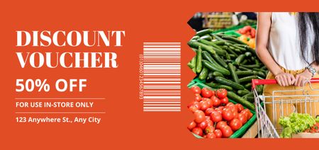 Template di design Grocery Store Ad with Cart of Fresh Food Coupon Din Large